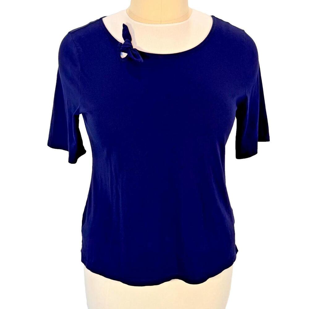 Talbots Knit Top NWOT Women's XL Tie Neckline Accent Boat Neck Short Sleeve